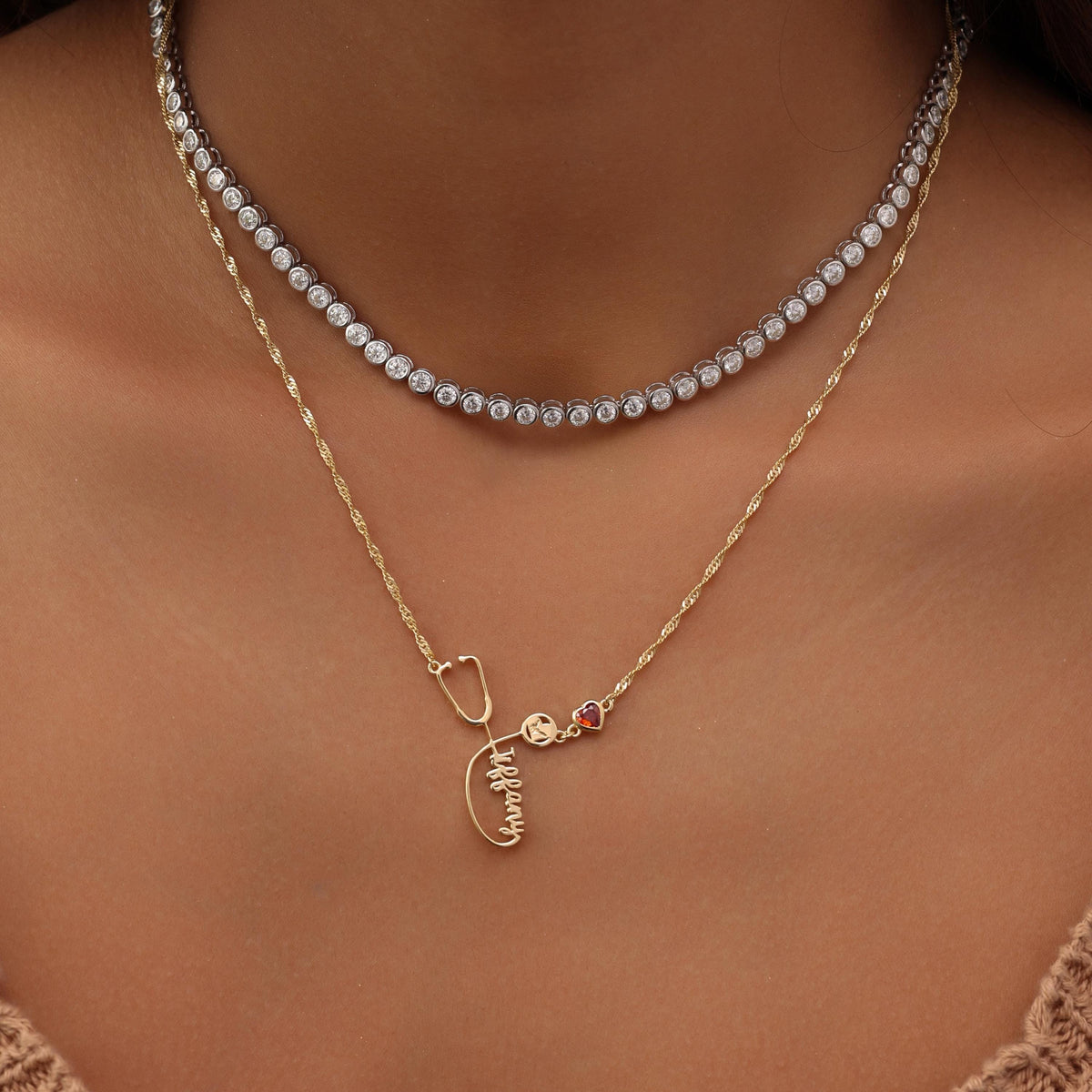 Stethoscope Name Necklace with Singapore Chain — photo 14