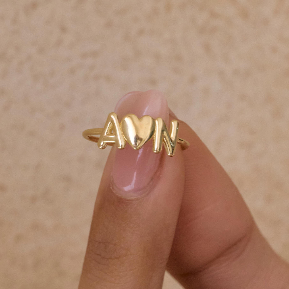 Bubble Letter Initial Ring — photo 2