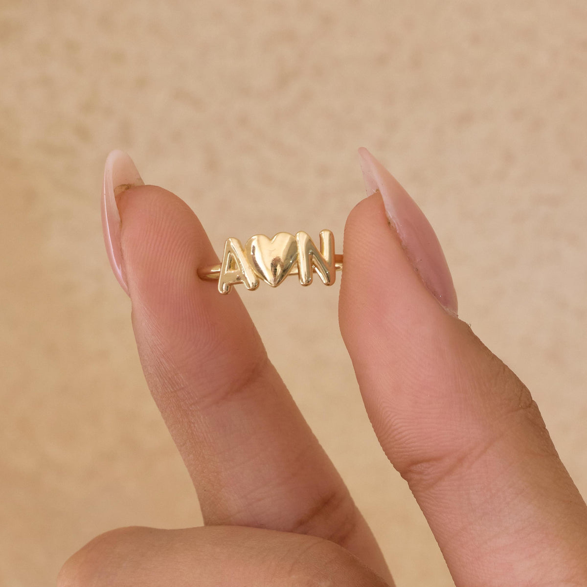 Bubble Letter Initial Ring — photo 5