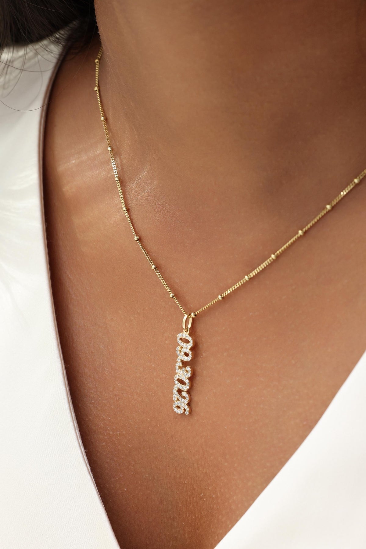 Vertical Pavé Name Necklace — photo 8