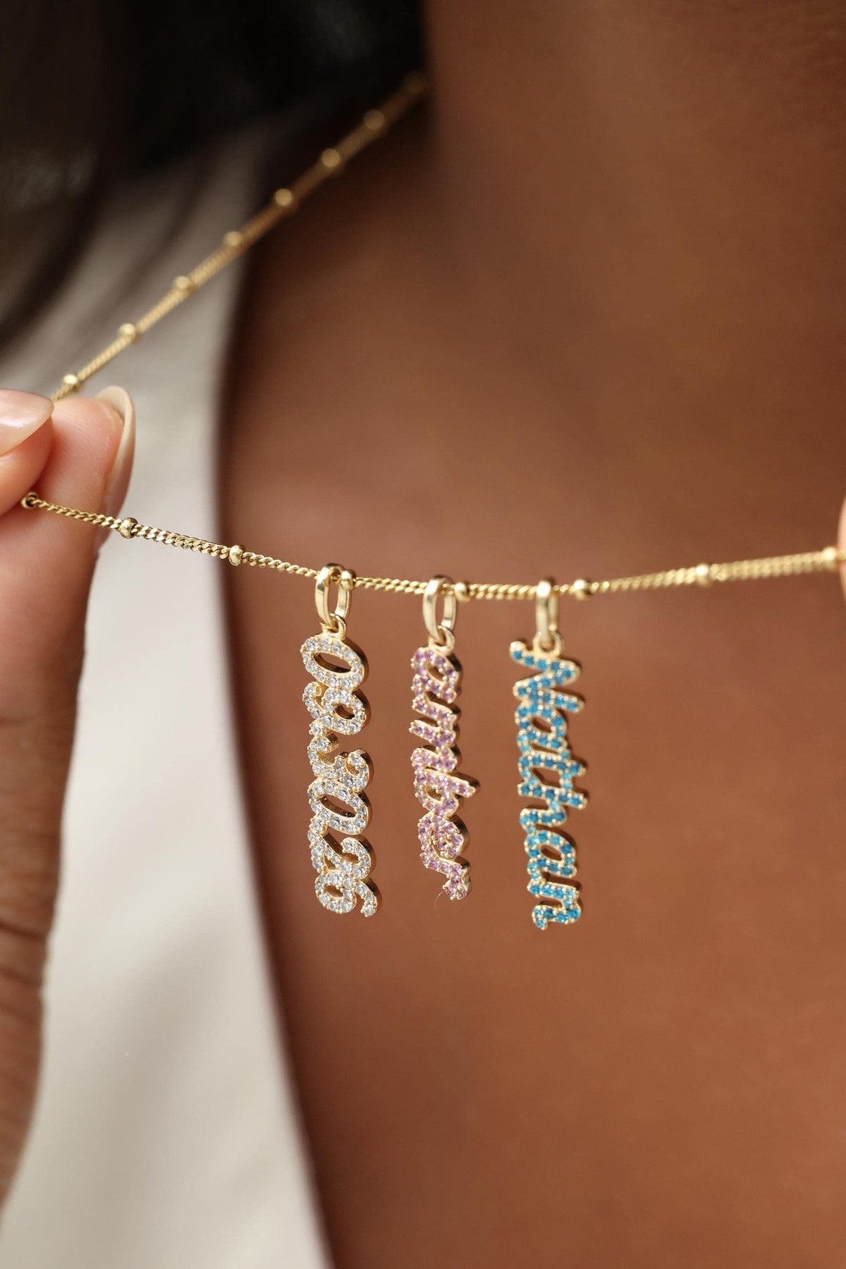 Vertical Pavé Name Necklace — photo 9