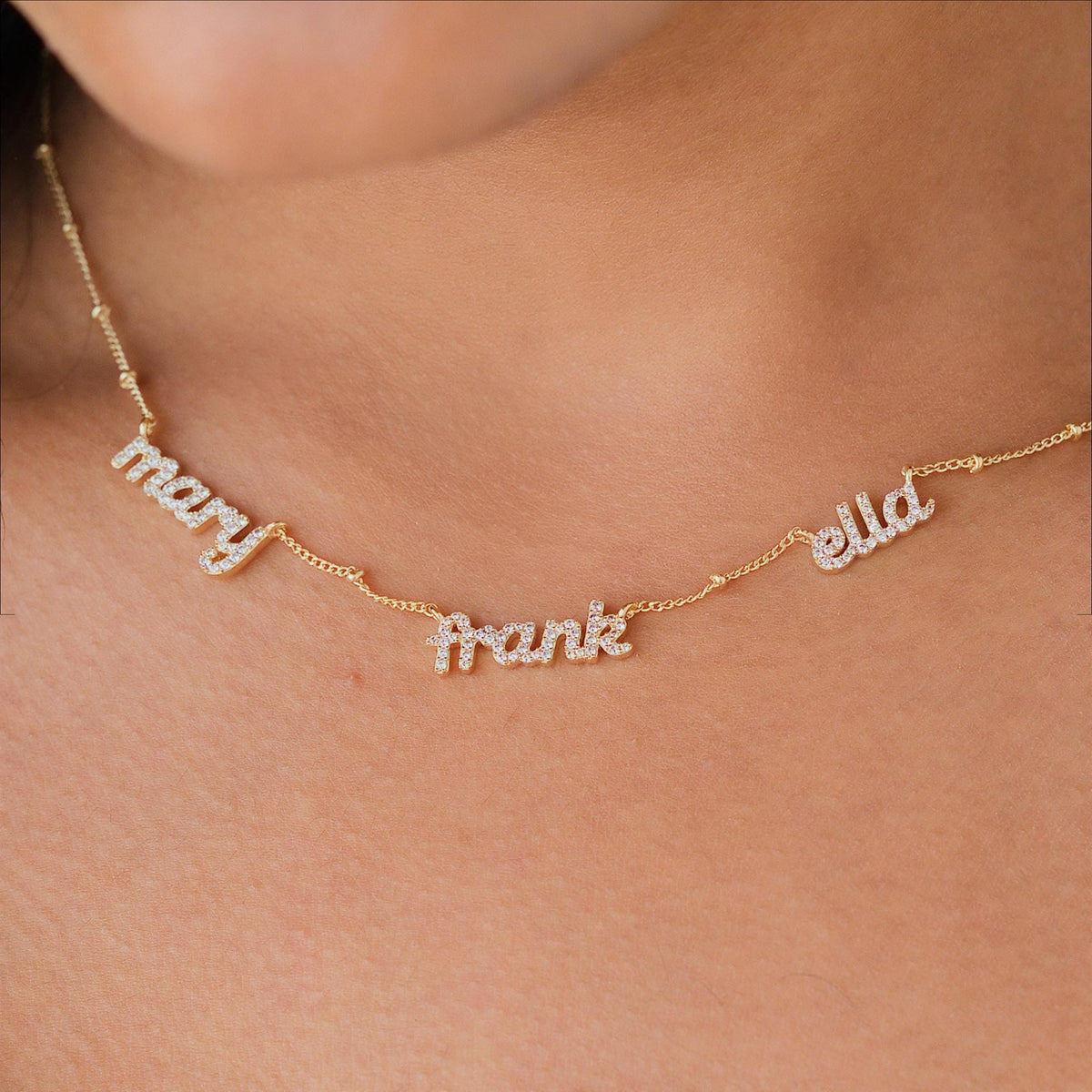 Dainty Multiple Name Necklace, Ball Chain — photo 2