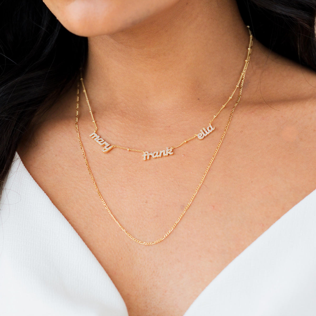 Dainty Multiple Name Necklace, Ball Chain — photo 12