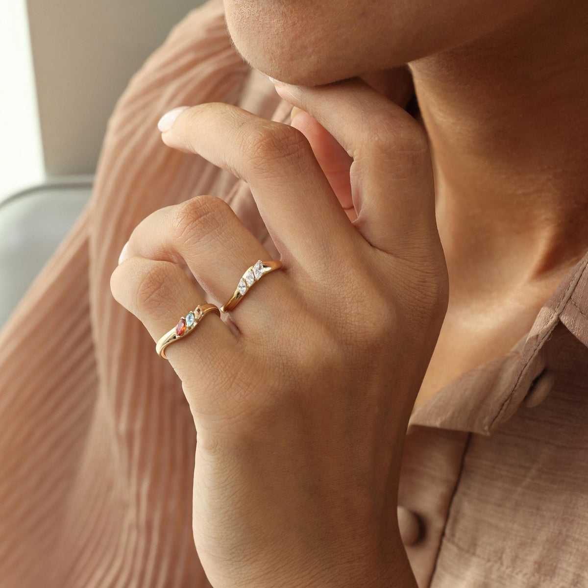 Three Marquise Birthstone Ring — photo 7