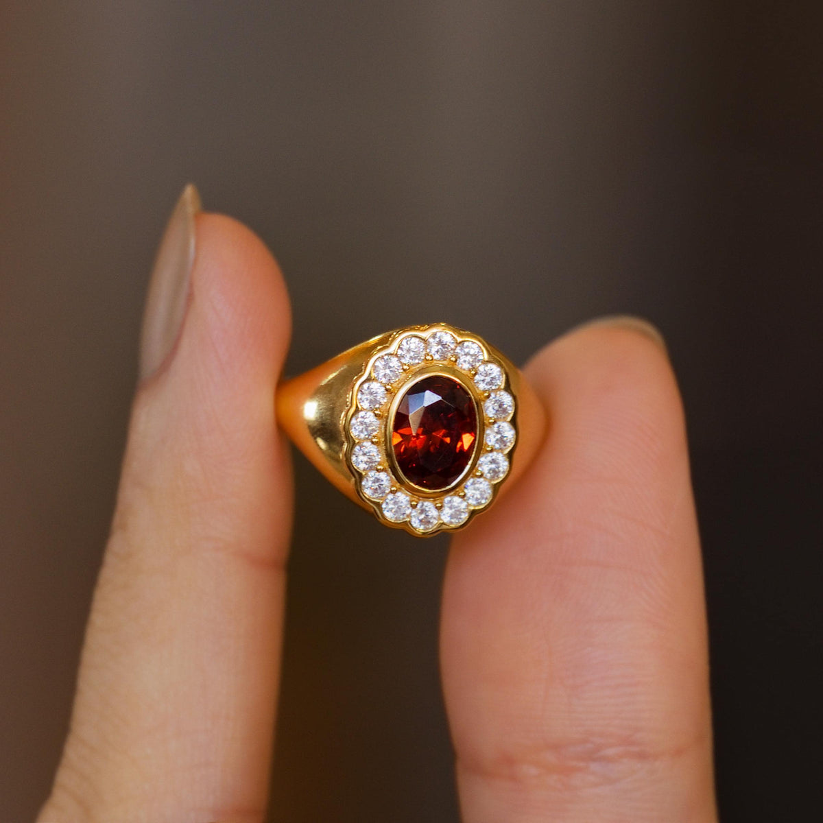 Halo Birthstone Signet Ring — photo 5