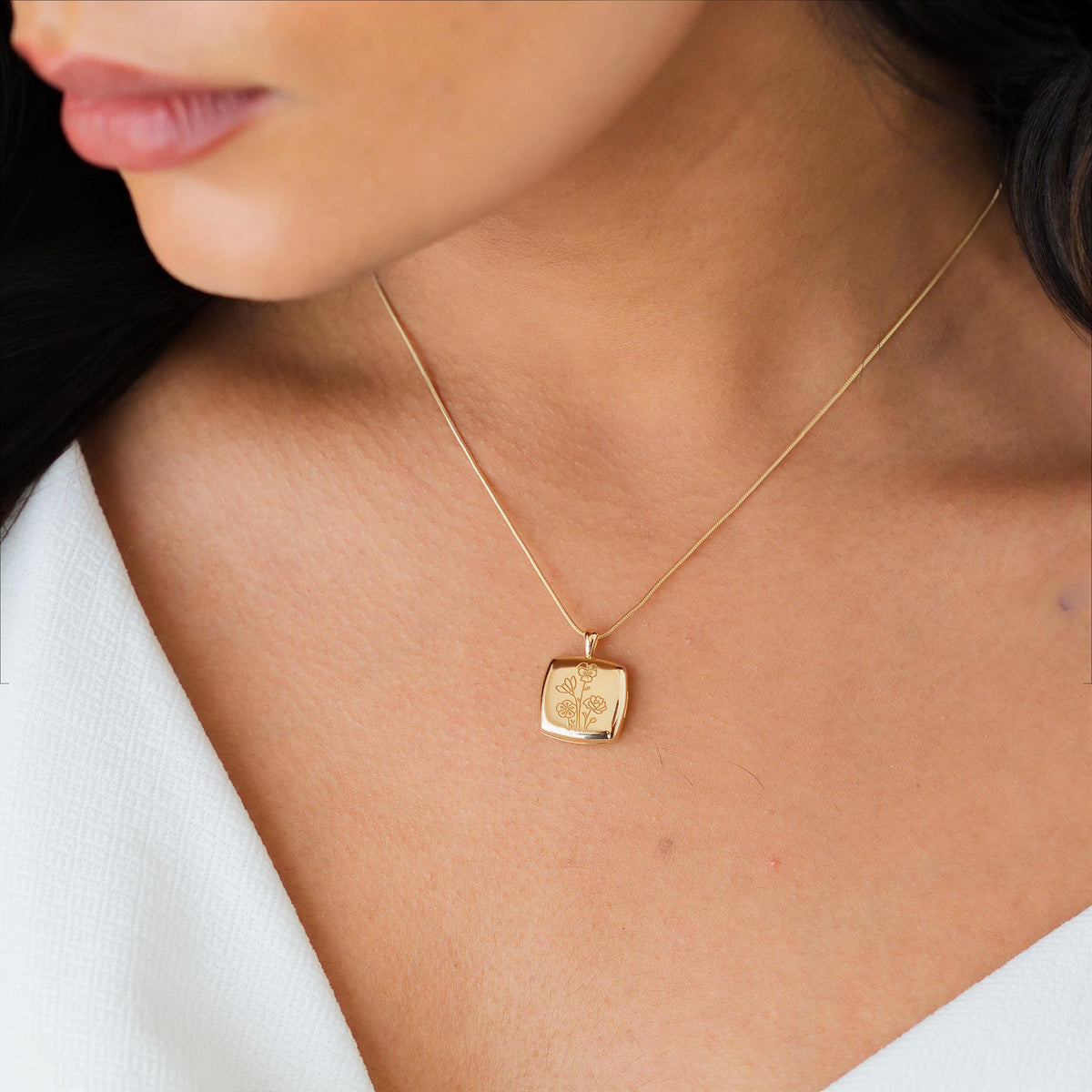 Multiple Birth Flower Square Locket Necklace — photo 3