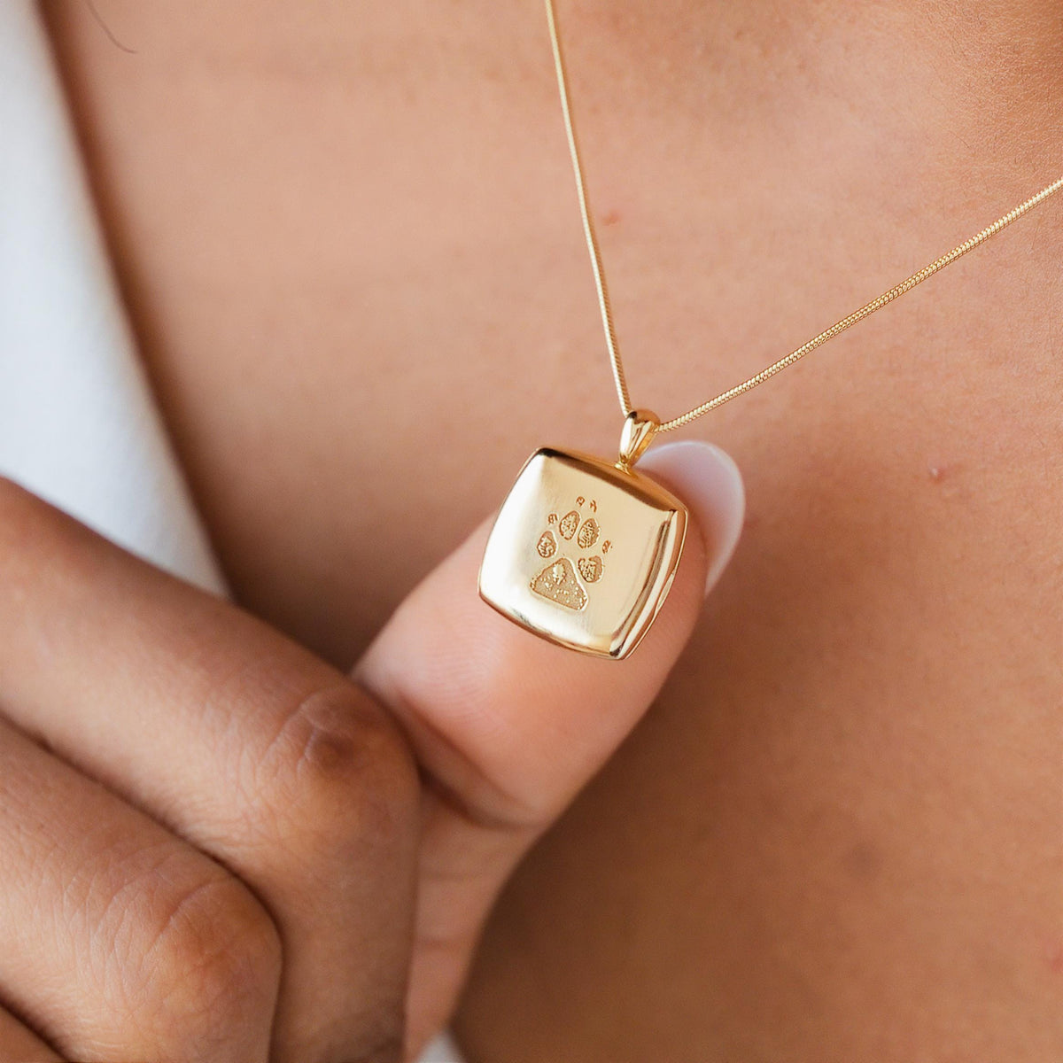 Paw Print Square Locket Necklace — photo 1
