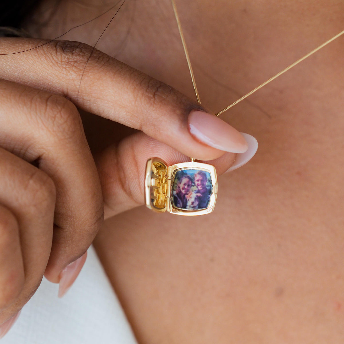 Monogram Square Locket Necklace — photo 4