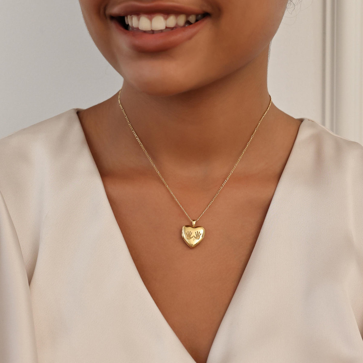 Baby Footprint & Handprint Heart Locket Necklace — photo 5