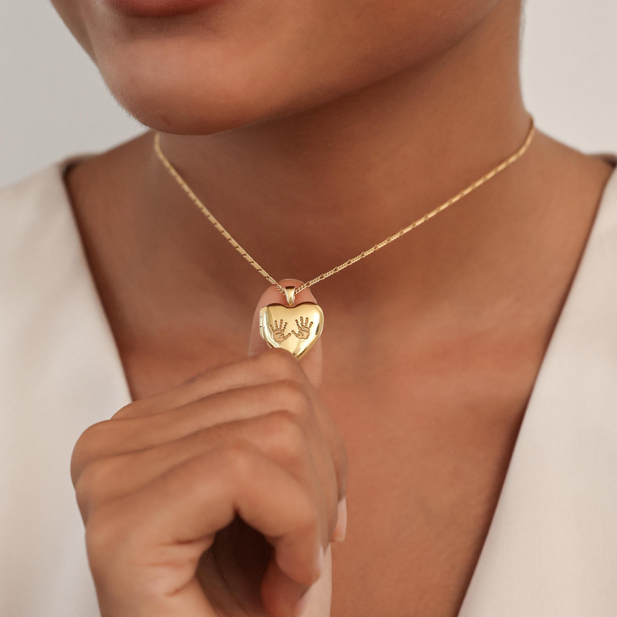 Baby Footprint & Handprint Heart Locket Necklace — photo 6