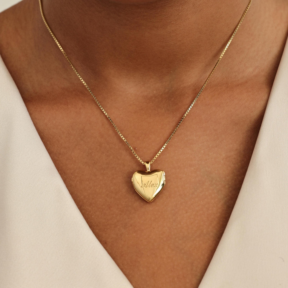 Monogram Heart Locket Necklace — photo 7