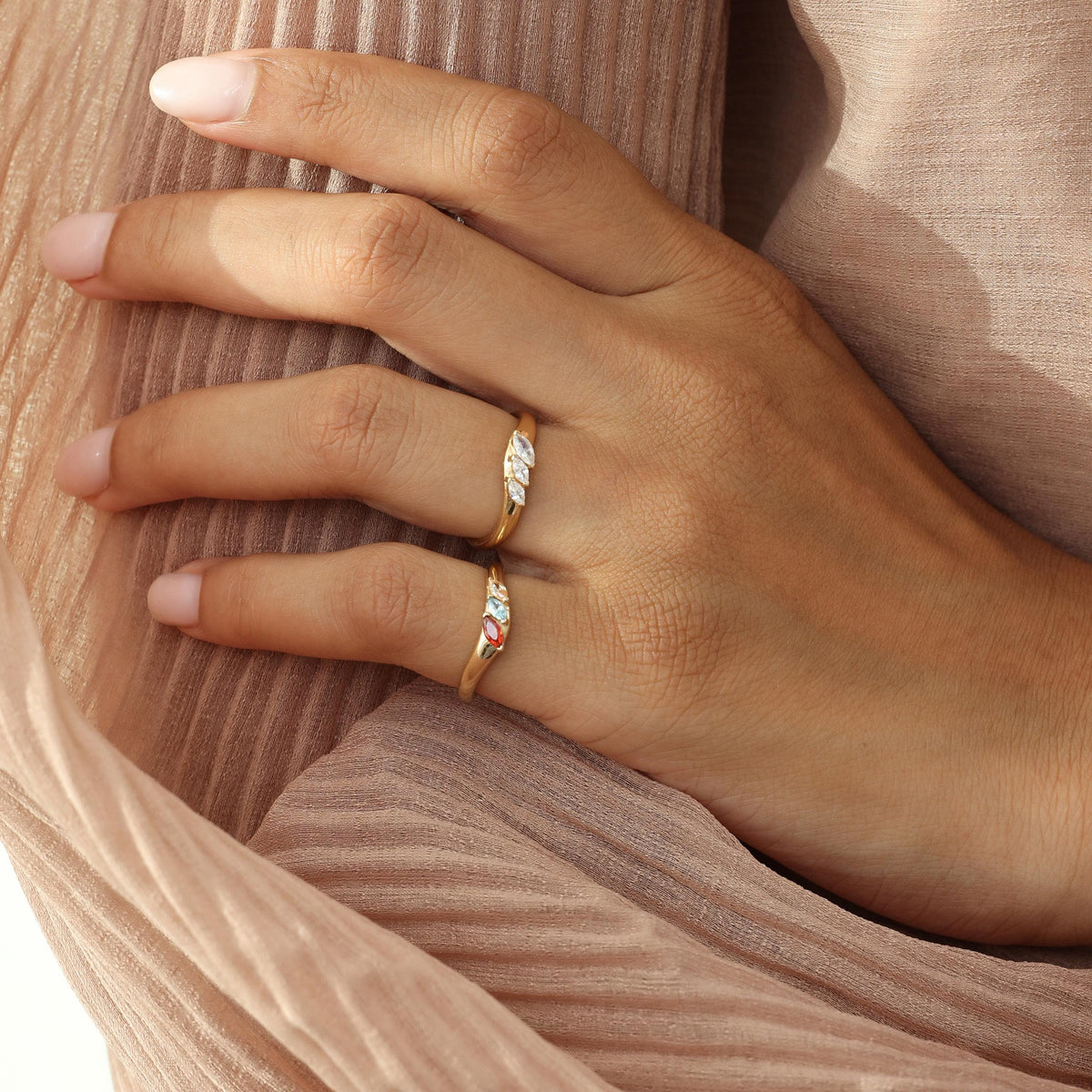 Three Marquise Birthstone Ring — photo 5
