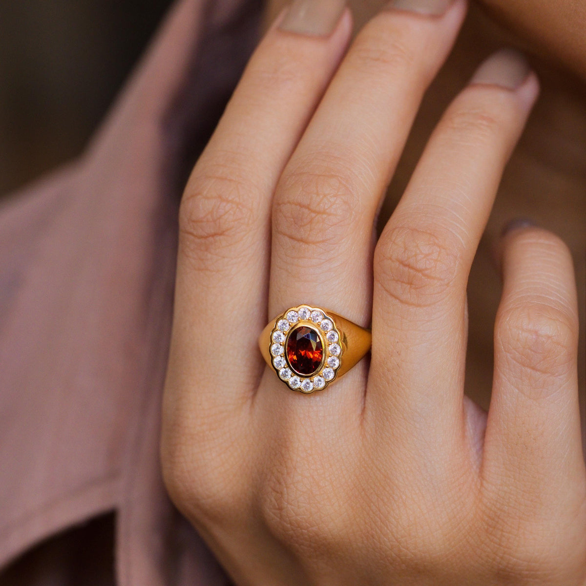 Halo Birthstone Signet Ring — photo 8