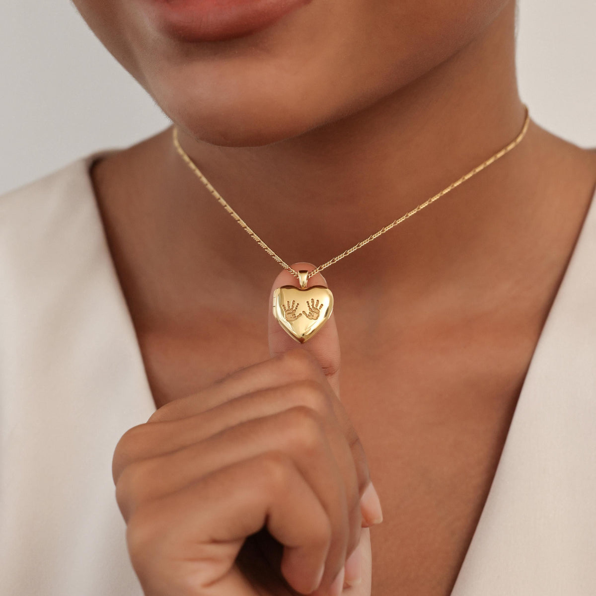Baby Footprint & Handprint Heart Locket Necklace — photo 1