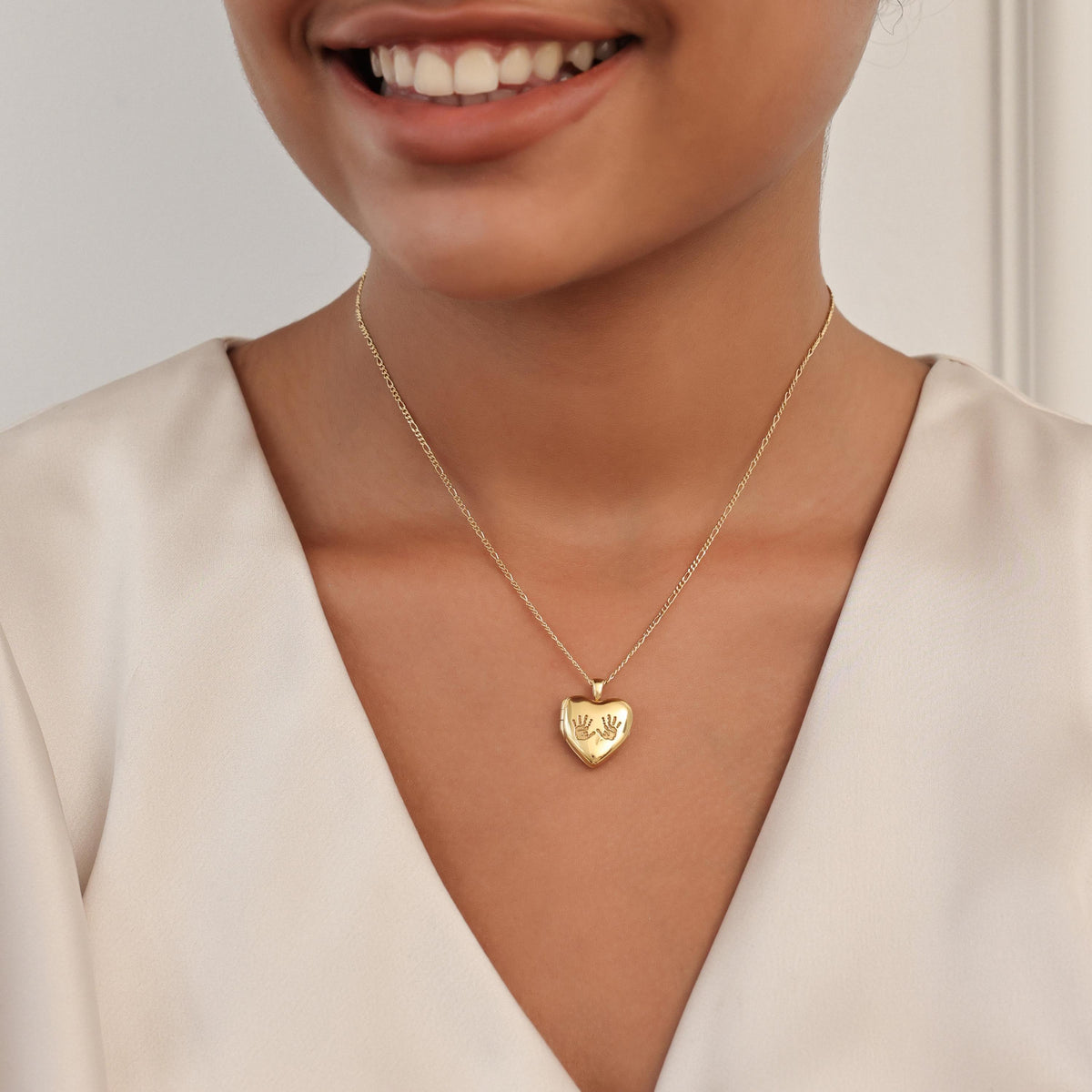 Baby Footprint & Handprint Heart Locket Necklace — photo 3