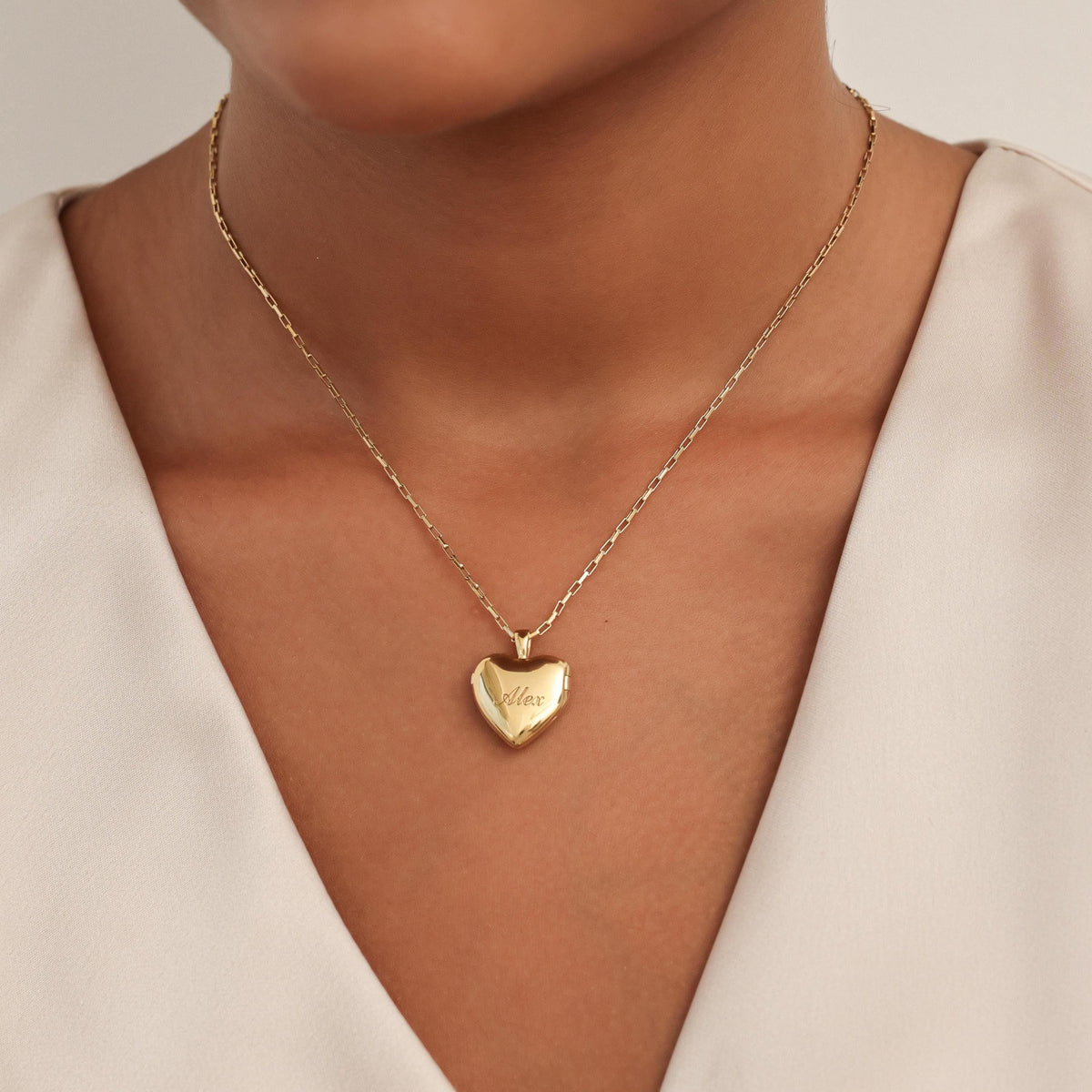 Monogram Heart Locket Necklace — photo 4