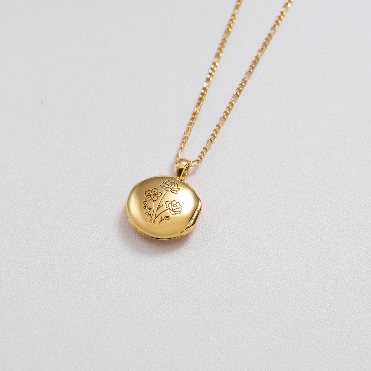 Birth Flower Circle Locket Necklace — photo 1