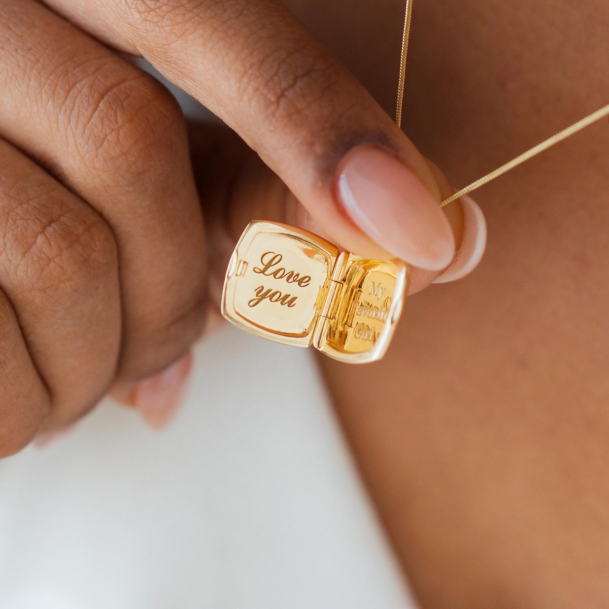 Baby Footprint & Handprint Square Locket Necklace — photo 8