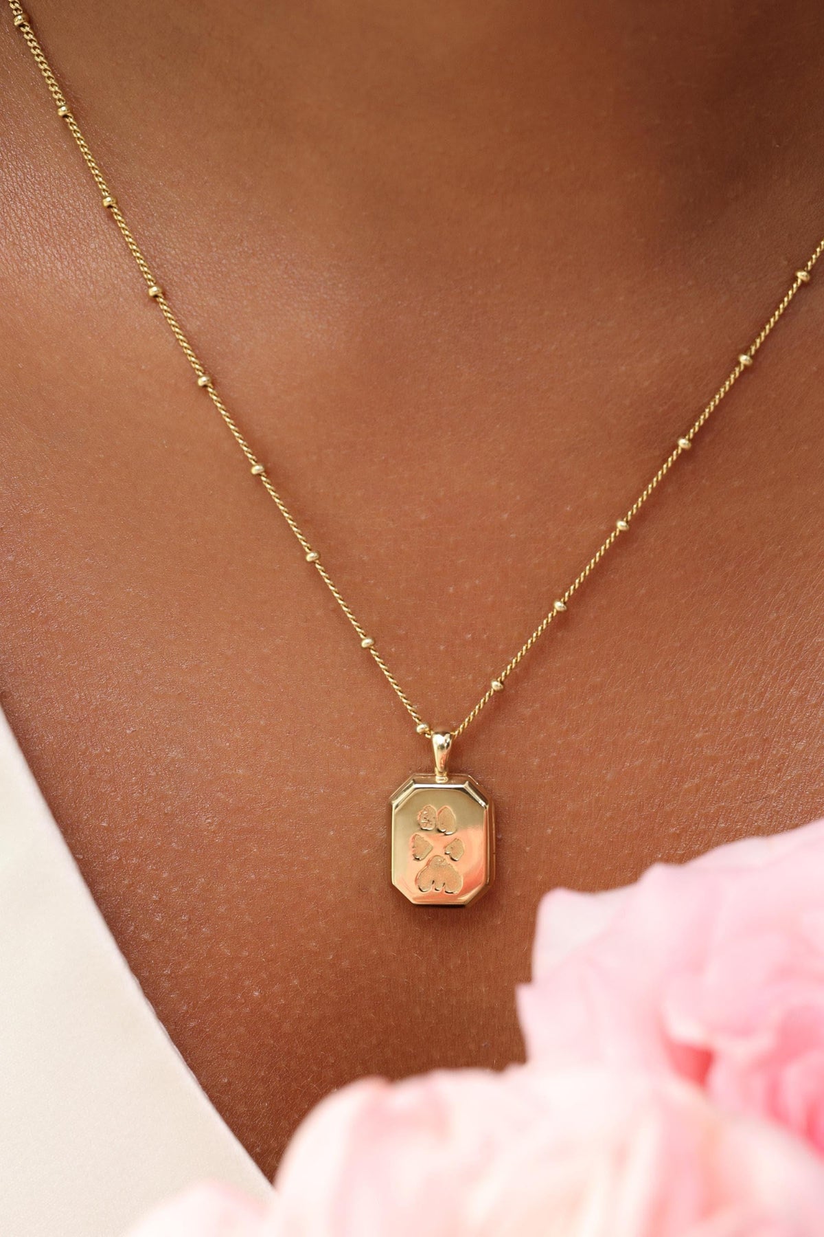 Pet Print Hexagon Locket Necklace — photo 7