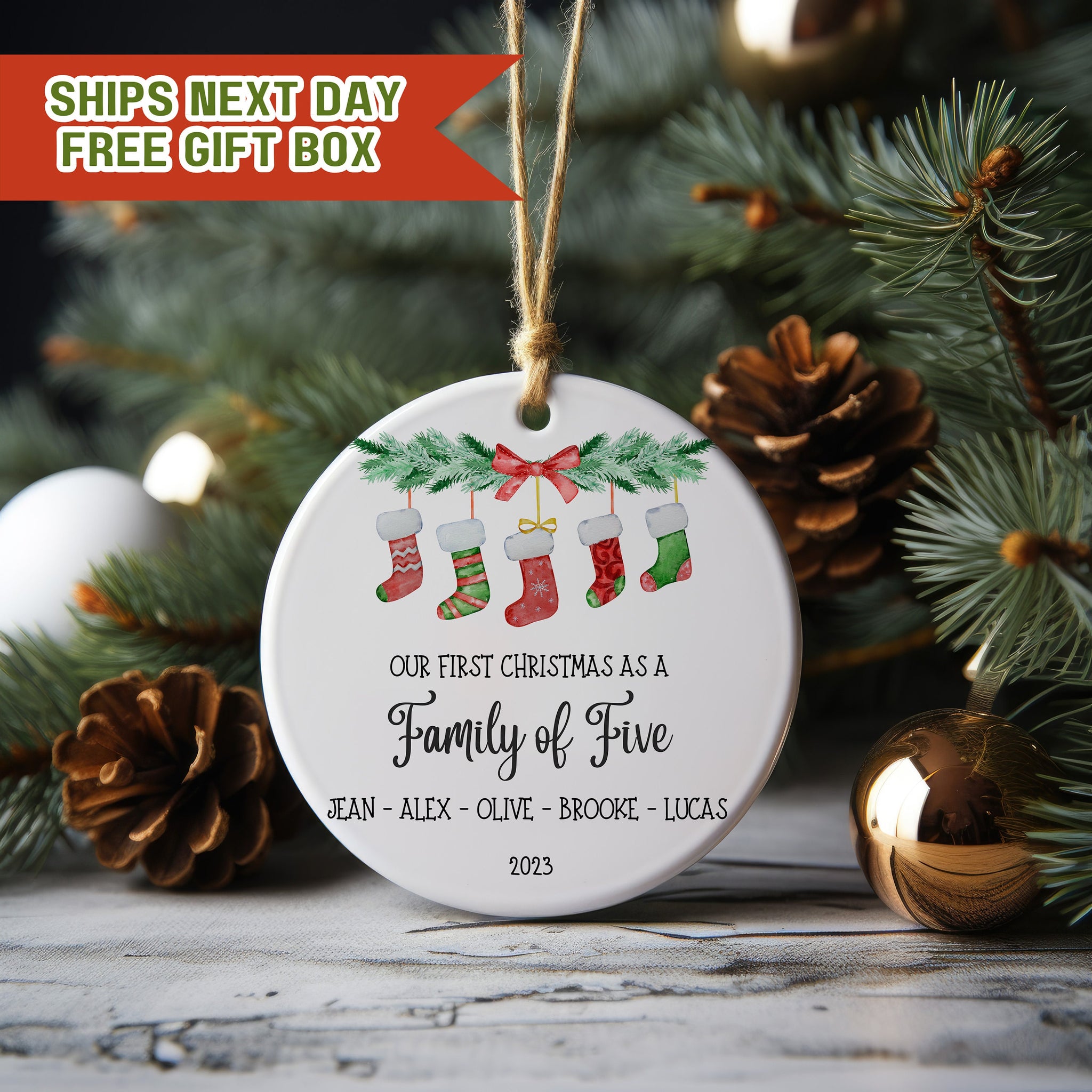 Custom Family of Four Christmas Ornament, Family Portrait Ornament, Personalized Family Photo Ornament, Custom Christmas Ornament 2023