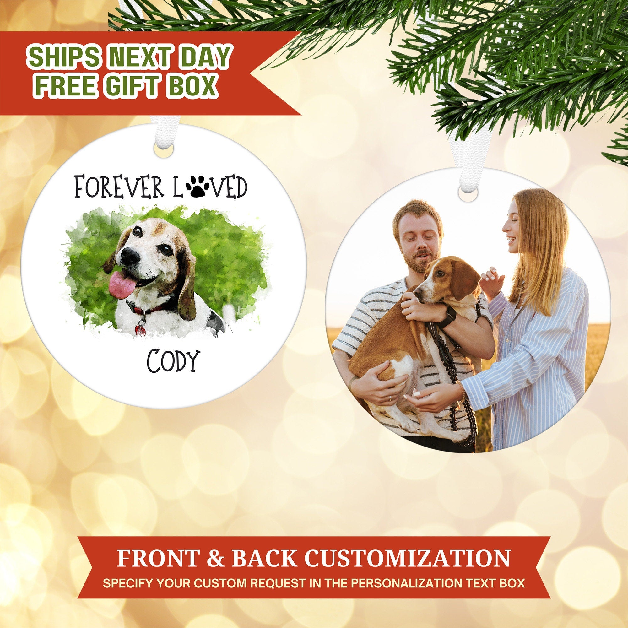 Custom Dog Memorial Ornament, Custom Dog Photo Ornament, Pet Memorial Ornament, Dog Remembrance Gifts, Loss Of Dog Ornament, Dog Lover Gift