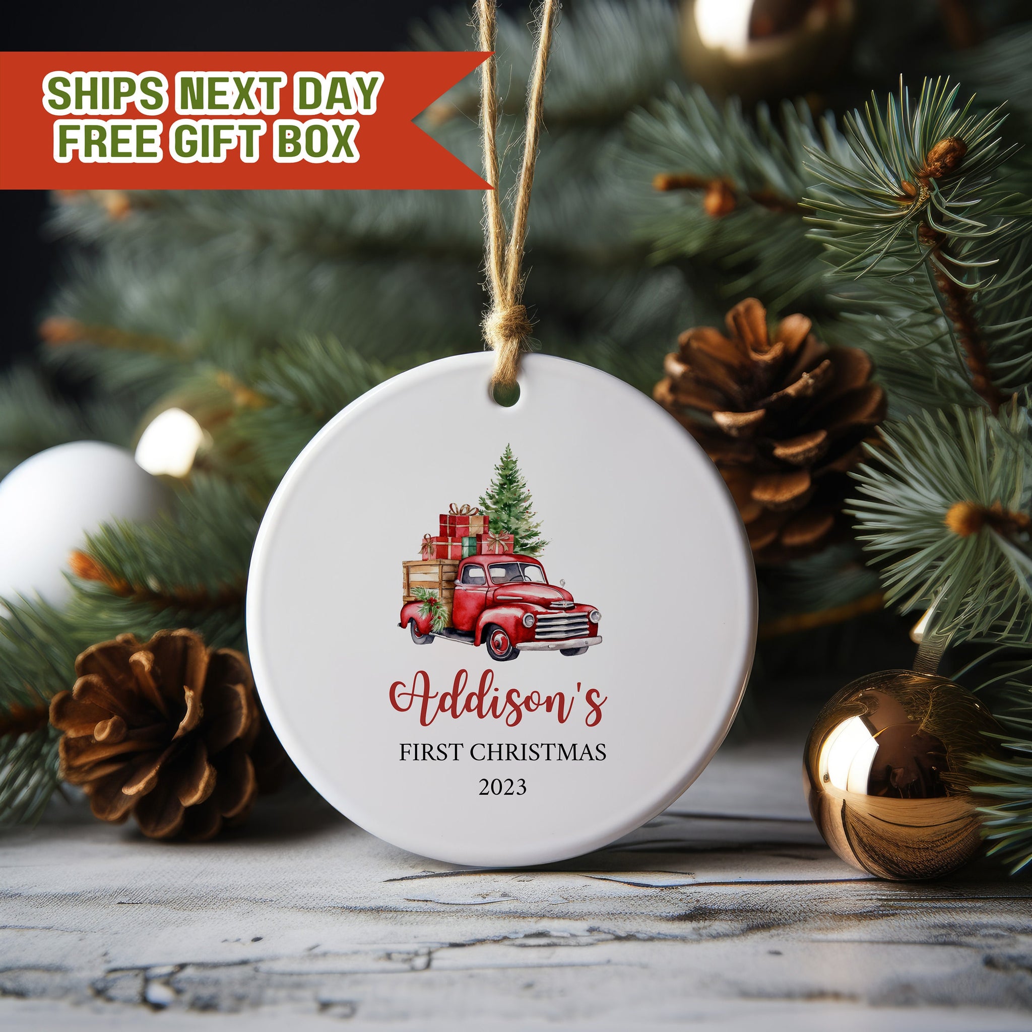 Custom Kids Christmas Ornament, New Baby Ornament, Baby's First Christmas Ornament, Personalized Christmas Ornaments, Baby Shower Gift