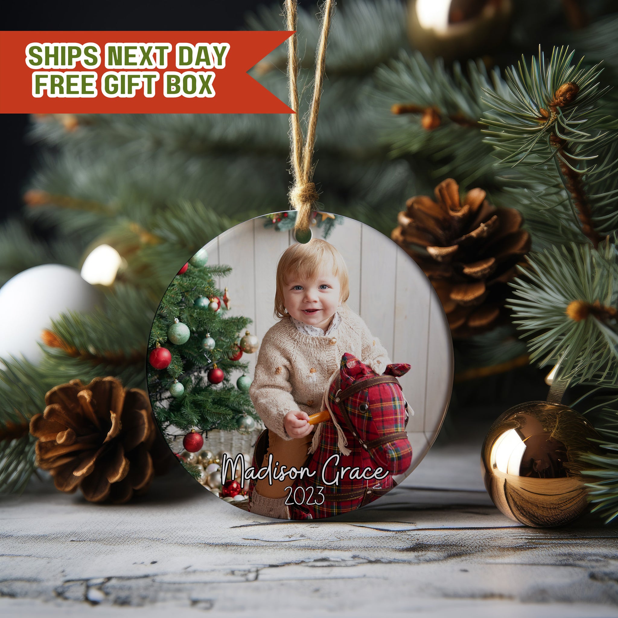 Personalized Baby Ornament, Custom Photo Ornament, First Christmas Ornament, Custom Name Christmas Ornament, Newborn Gift, New mom Gift