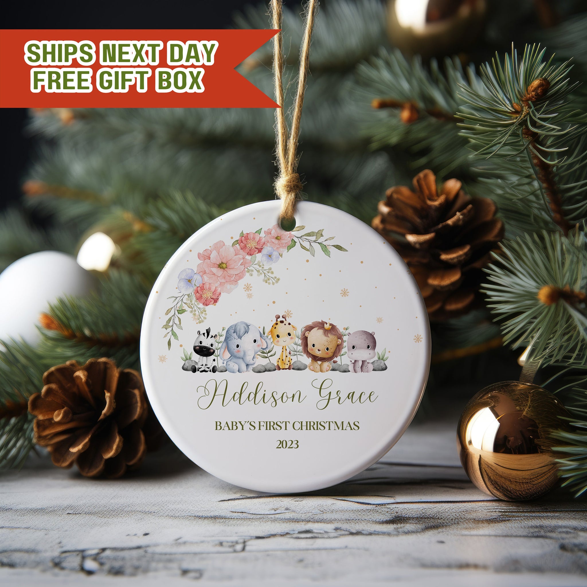 Custom Kids Christmas Ornament, New Baby Ornament, Baby's First Christmas Ornament, Personalized Christmas Ornaments, Baby Shower Gift