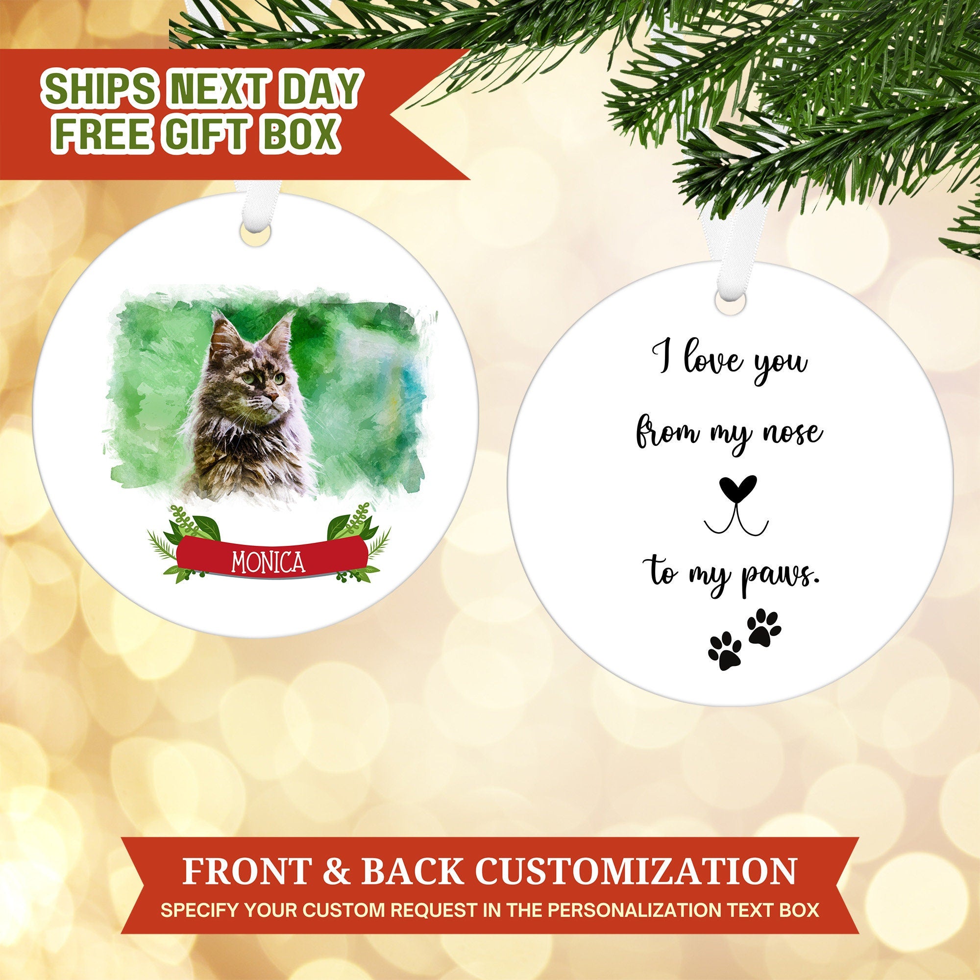 Custom Pet Ornament, Personalized Christmas Pet Ornaments, Personalized Pet Ornaments, Personalized Dog Gift, Dog Photo Gift, Pet Lover Gift