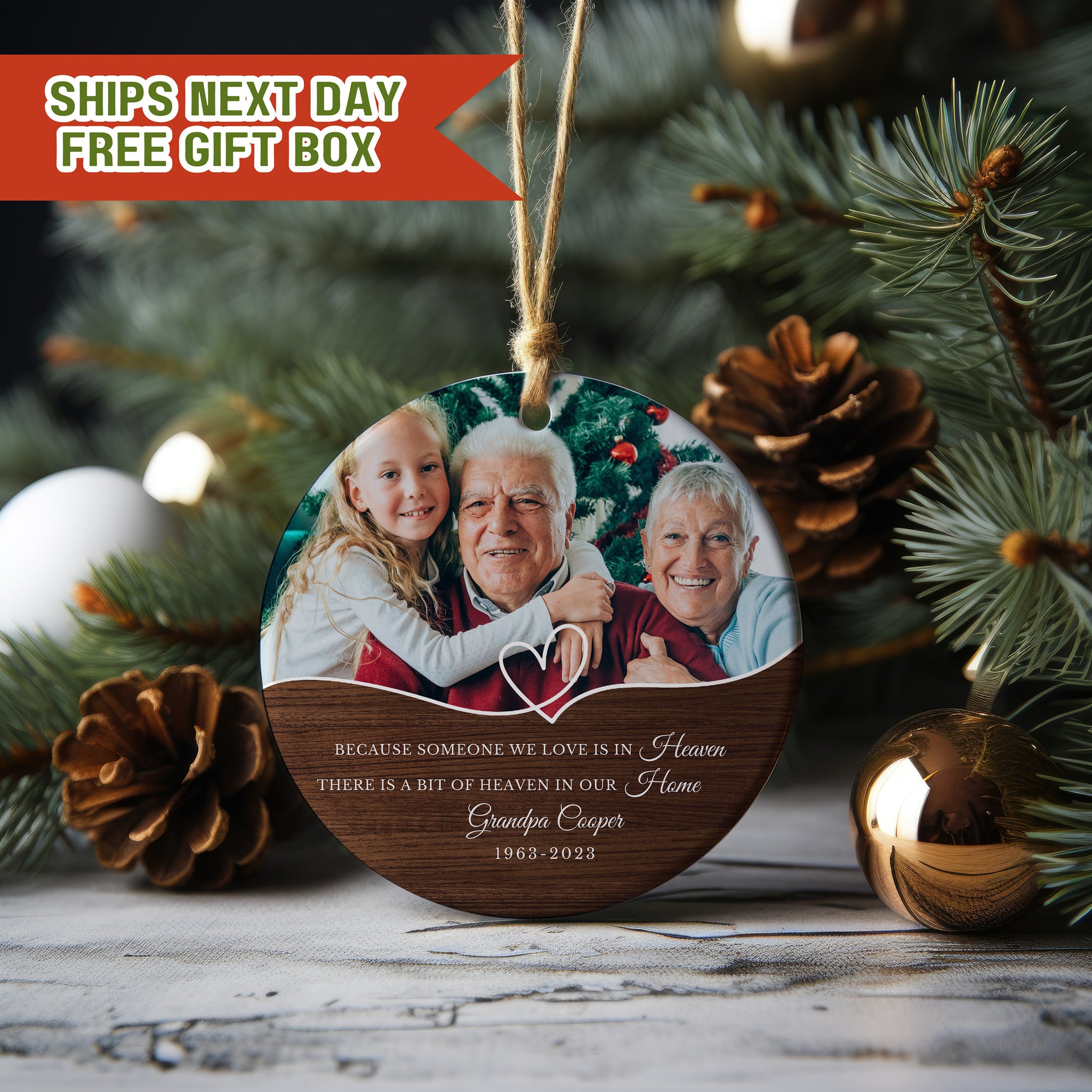 Personalized Memorial Christmas Ornament,  In Loving Memory Custom Photo Ornament, Loss of Loved One Ornament, Sympathy Condolence Gift E19