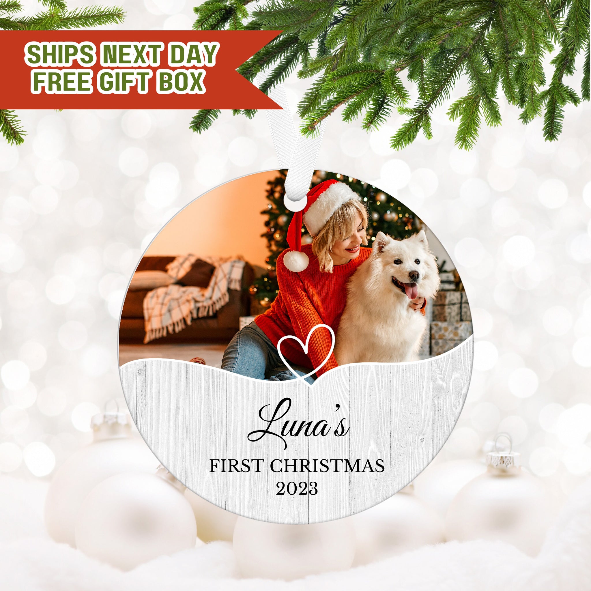 Pet Photo Christmas Ornaments, Custom Pet Ornament, Personalized Pet Ornaments, Personalized Dog Gift, Dog Photo Gift, Pet Lover Gift